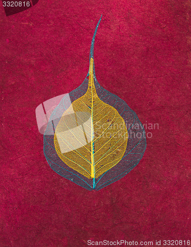 Image of Magenta handmade asian paper with leaves