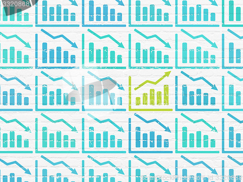 Image of Finance concept: growth graph icon on wall background