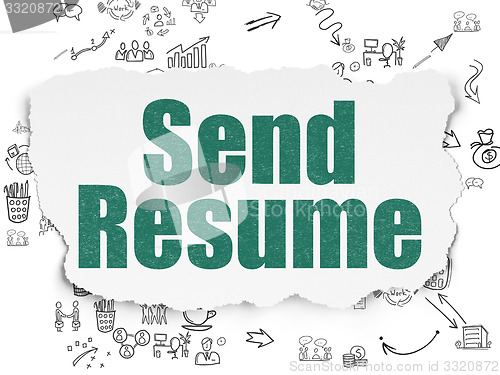 Image of Finance concept: Send Resume on Torn Paper background