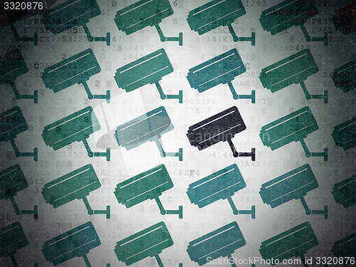 Image of Security concept: cctv camera icon on Digital Paper background