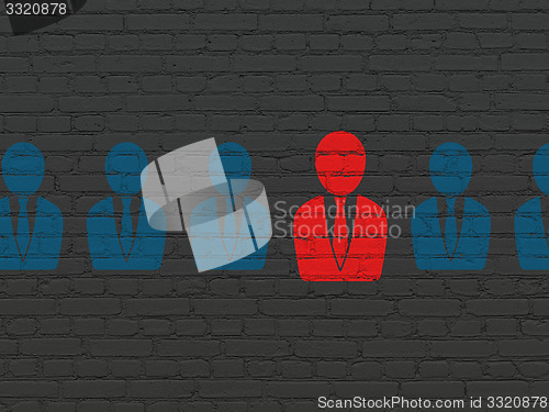 Image of Finance concept: business man icon on wall background