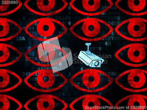 Image of Security concept: cctv camera icon on Digital background