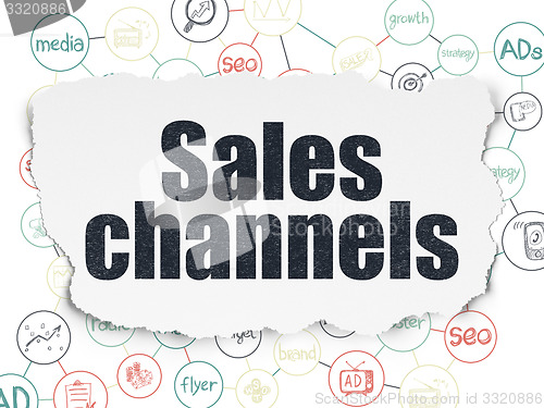 Image of Advertising concept: Sales Channels on Torn Paper background