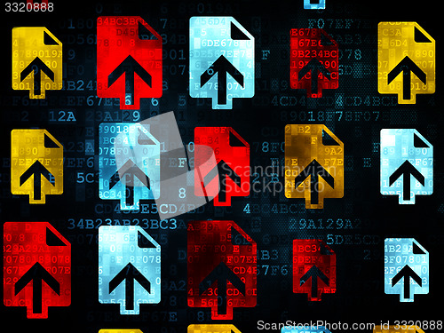 Image of Web development concept: Upload icons on Digital background