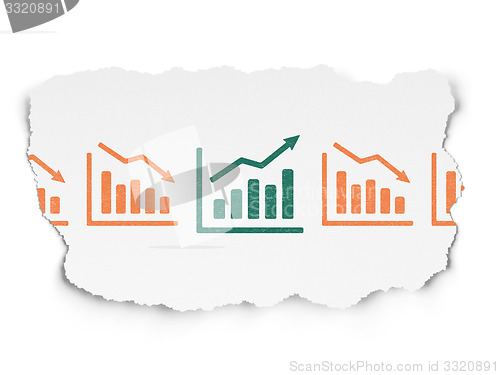 Image of Business concept: growth graph icon on Torn Paper background