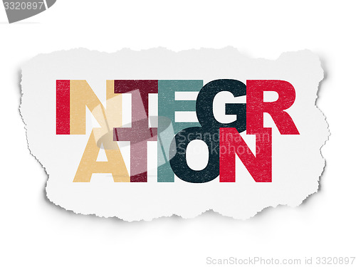 Image of Business concept: Integration on Torn Paper background