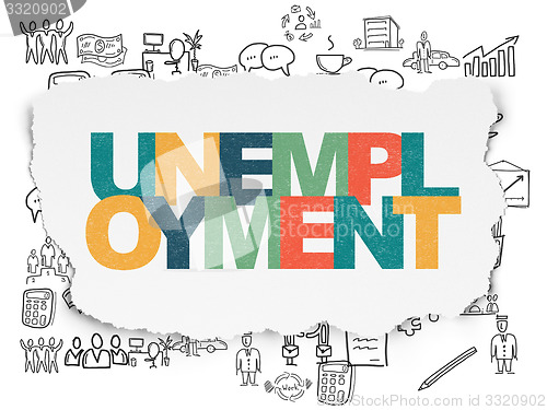 Image of Business concept: Unemployment on Torn Paper background