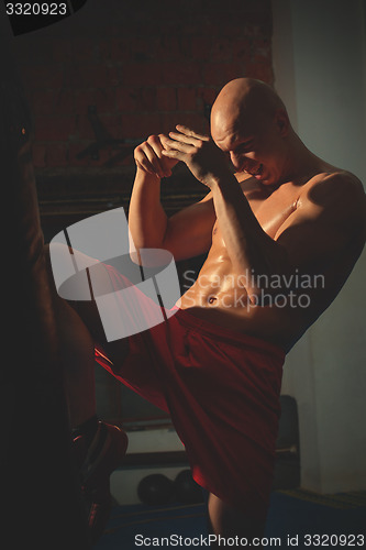 Image of training kickboxer