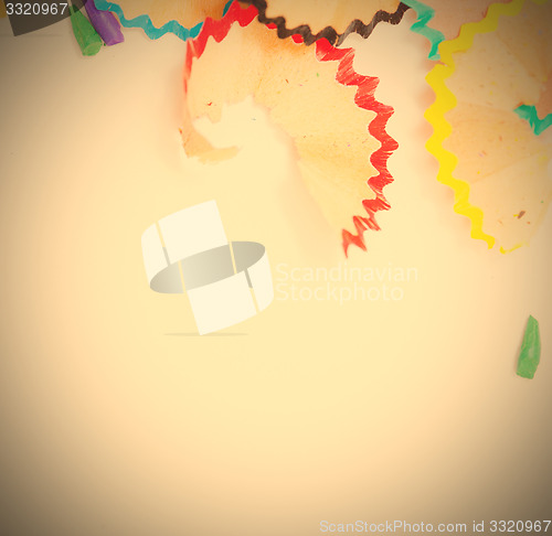 Image of colored shavings on the white background