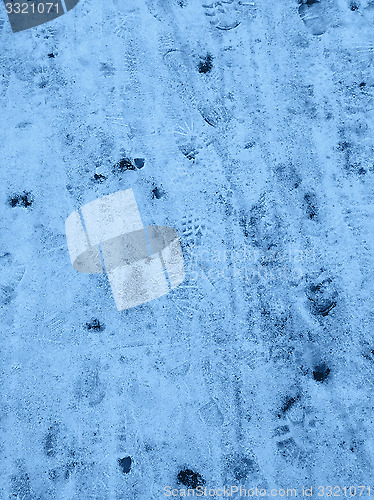 Image of Snow texture with footprints