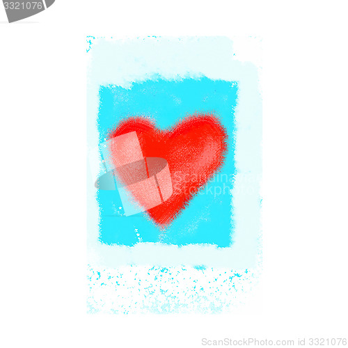 Image of Abstract bright red heart on blue background