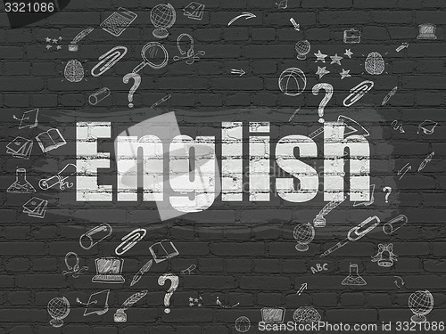 Image of Education concept: English on wall background