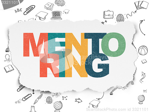 Image of Education concept: Mentoring on Torn Paper background