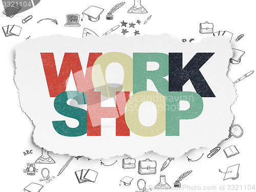 Image of Studying concept: Workshop on Torn Paper background