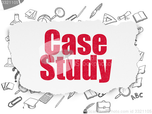 Image of Education concept: Case Study on Torn Paper background