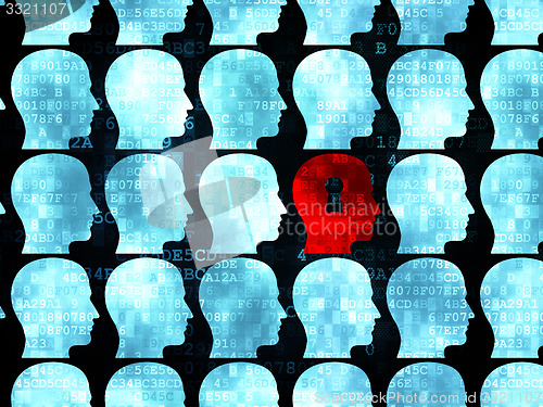 Image of Learning concept: head with keyhole icon on Digital background