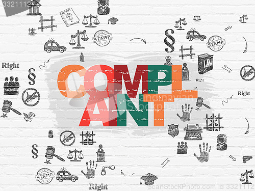 Image of Law concept: Complaint on wall background