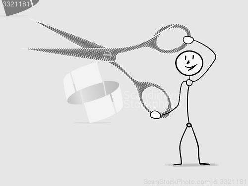 Image of man and scissors