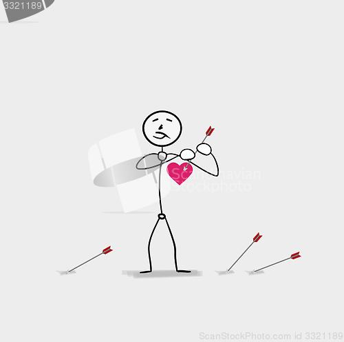 Image of man piercing heart by an arrow
