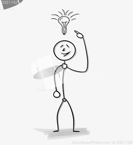 Image of man with a bulb, idea symbol