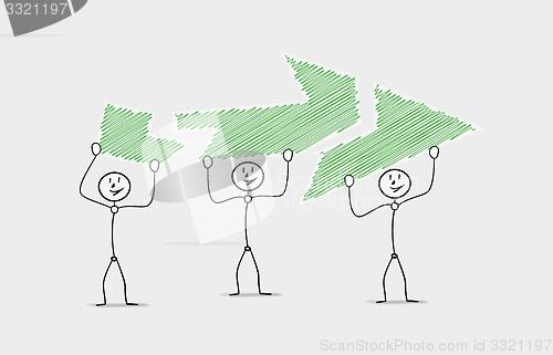 Image of men and divided arrow