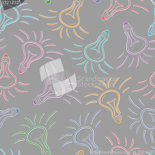 Image of color bulbs, sketch, seamless pattern