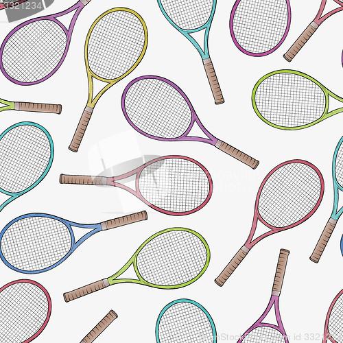 Image of tennis racquets, seamless pattern