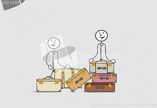 Image of suitcases with two persons