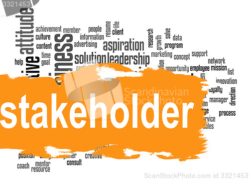 Image of Stakeholder word cloud with yellow banner