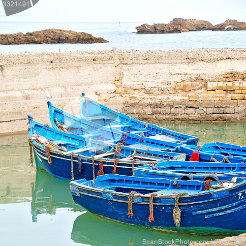 Image of boat   in africa morocco  old harbor wood    and  abstract pier