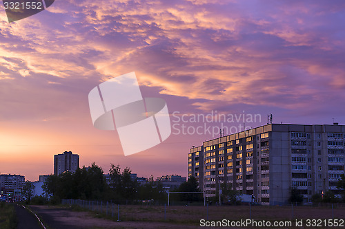 Image of Sunset skyscape over city