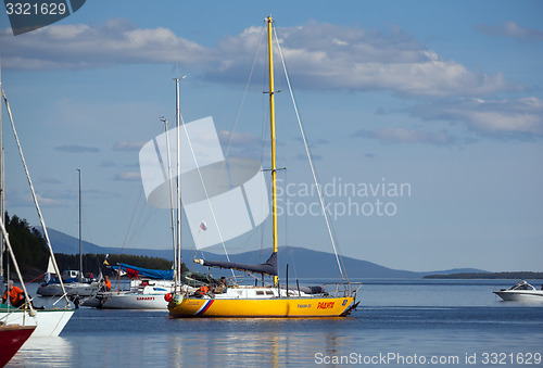 Image of Russia, Kandalaksha - JUNE 30, 2015: Regatta of cruiser yachts. 