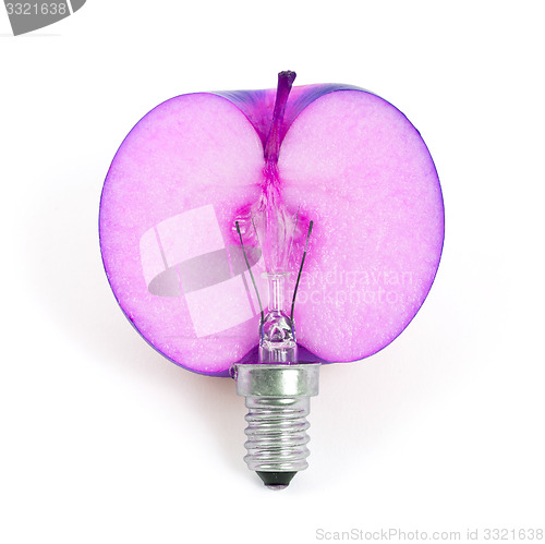 Image of Apple lightbulb, concept of green energy