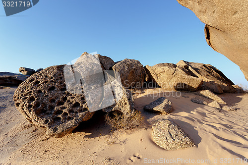 Image of Rock formation in Namib desert in sunset, landscape