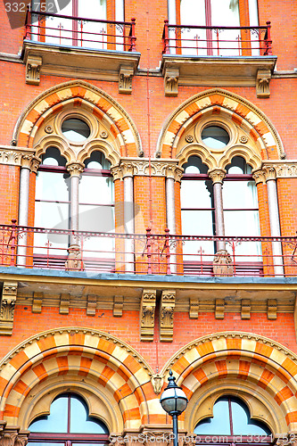 Image of  in london england windows and brick exterior    wall