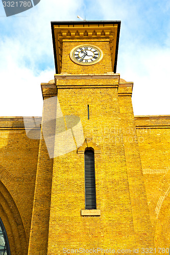 Image of old architecture in windows and brick exterior    wall