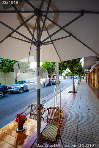 Image of Tossa de Mar, Catalonia, Spain, 23.06.2013, cafe on Avinguda Cos