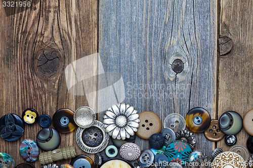 Image of set of vintage buttons with copy space