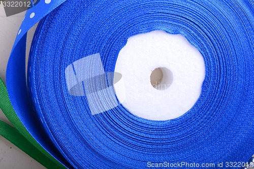 Image of close up of blue ribbon