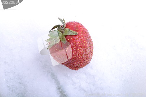 Image of Close up strawberry in a cold ice