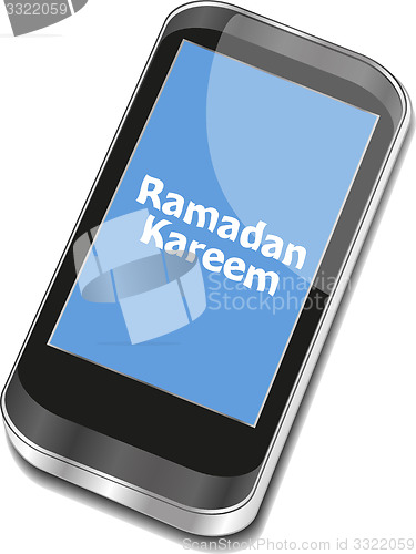 Image of smart phone with ramadan kareem word on it
