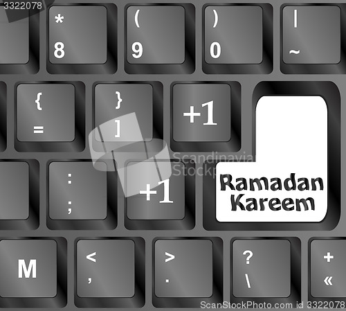 Image of Computer keyboard with ramadan kareem word on it