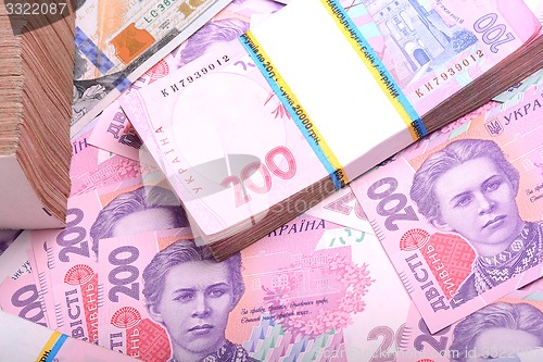Image of Pile of ukrainian money grivna