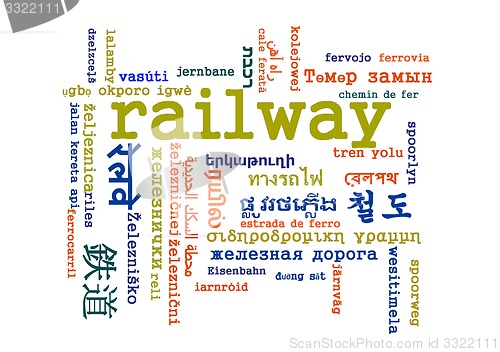 Image of Railway multilanguage wordcloud background concept