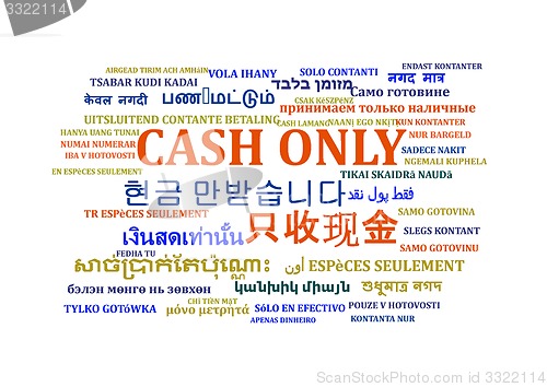 Image of Cash only multilanguage wordcloud background concept