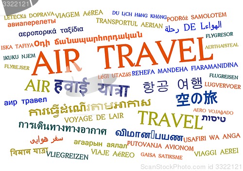 Image of Air travel multilanguage wordcloud background concept