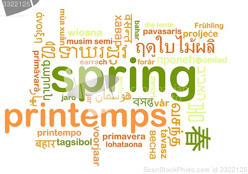 Image of Spring multilanguage wordcloud background concept