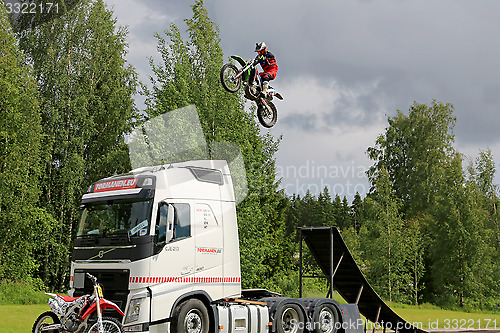 Image of FMX Show by Joni Hynell and Co at Riverside Truck Meeting 2015