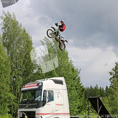 Image of FMX Show by Joni Hynell and Co at Riverside Truck Meeting 2015