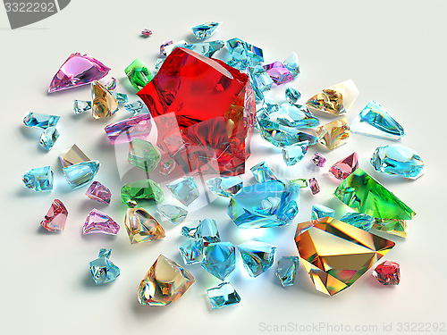 Image of Bright gems on a white background